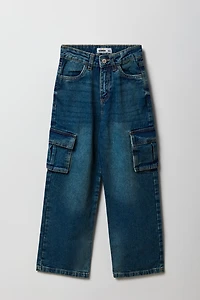 Jean cargo à jambe large pour fille