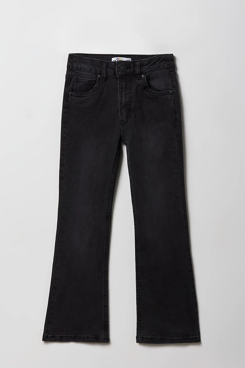 Jean à jambe évasée avec motif brodé Boucle sur les poches pour fille