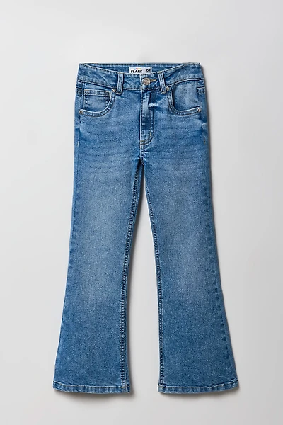 Jean à jambe évasée avec motif brodé Boucle sur les poches pour fille