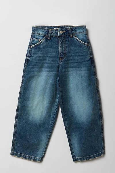 Jean rigide de menuisier à jambe large pour filles