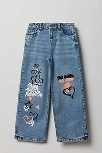 Girls Graphic Wide Leg Baggy Jean