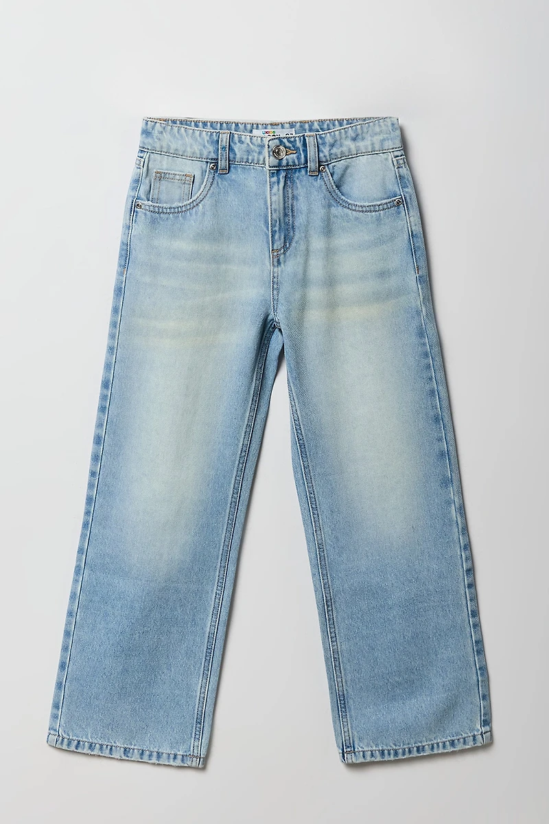 Jean rigide baggy à taille basse pour filles