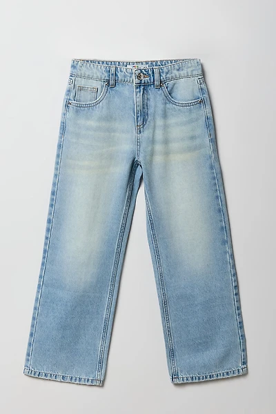 Jean rigide baggy à taille basse pour filles