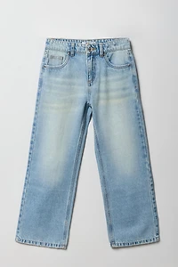 Jean rigide baggy à taille basse pour filles