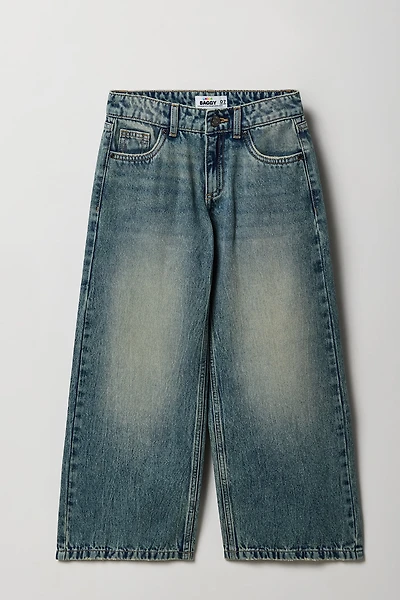 Jean rigide baggy à jambe large pour filles