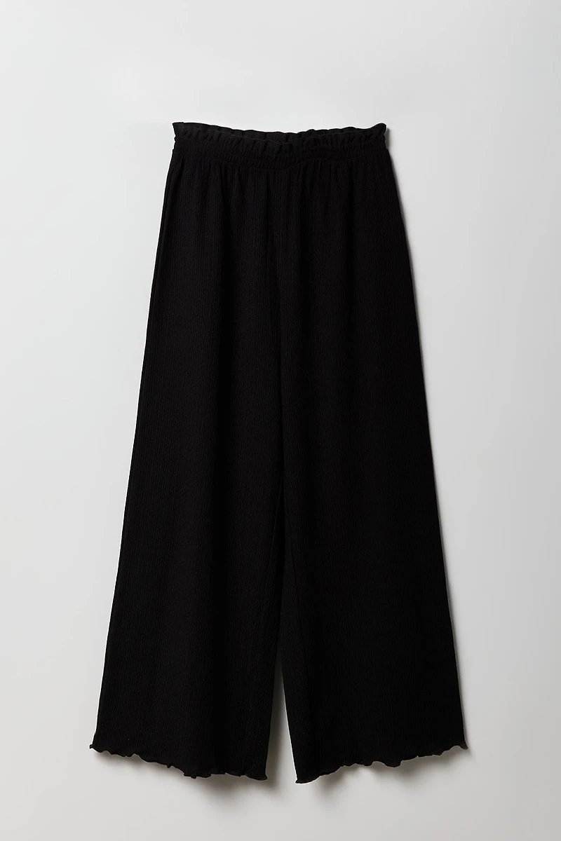 Pantalon à jambe large froissé pour fille