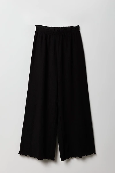 Pantalon à jambe large froissé pour fille
