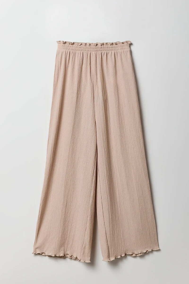 Pantalon à jambe large froissé pour fille