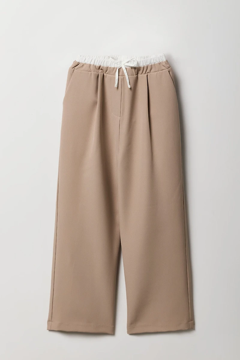 Girls Double Waistband Dress Pant
