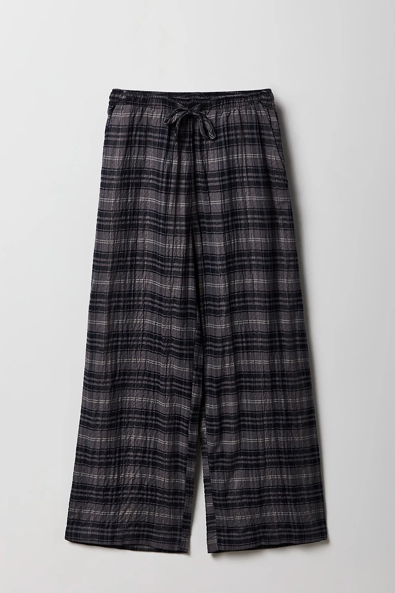 Girls Plaid Flowy Pant