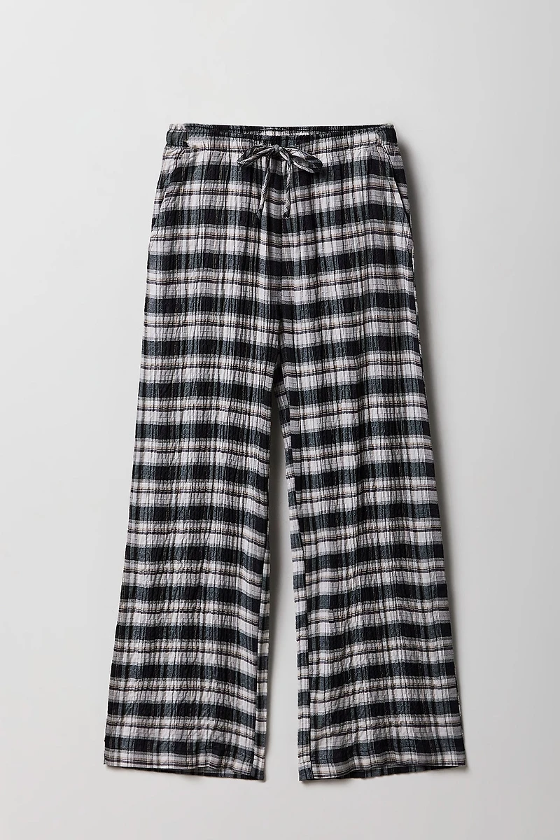 Pantalon fluide à carreaux pour filles