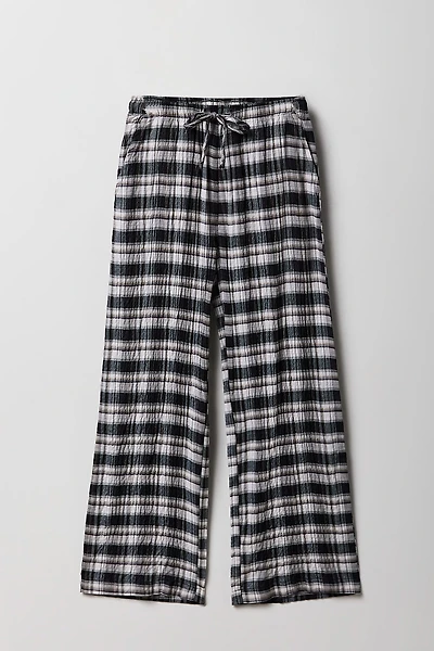 Pantalon fluide à carreaux pour filles