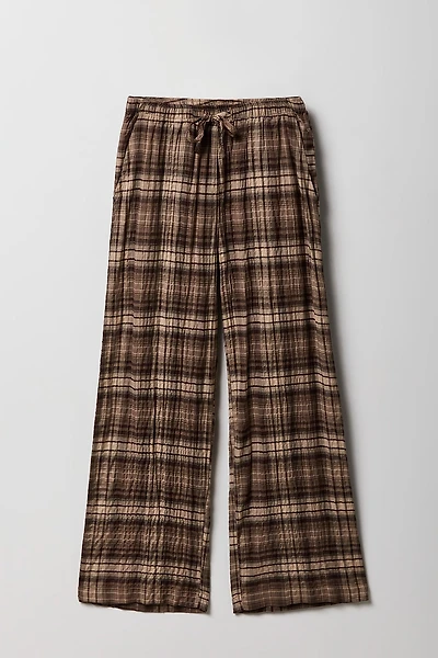 Pantalon fluide à carreaux pour filles