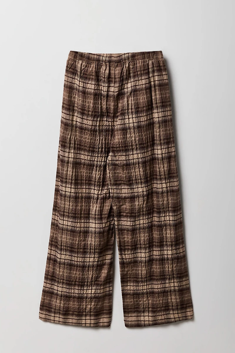 Girls Plaid Flowy Pant