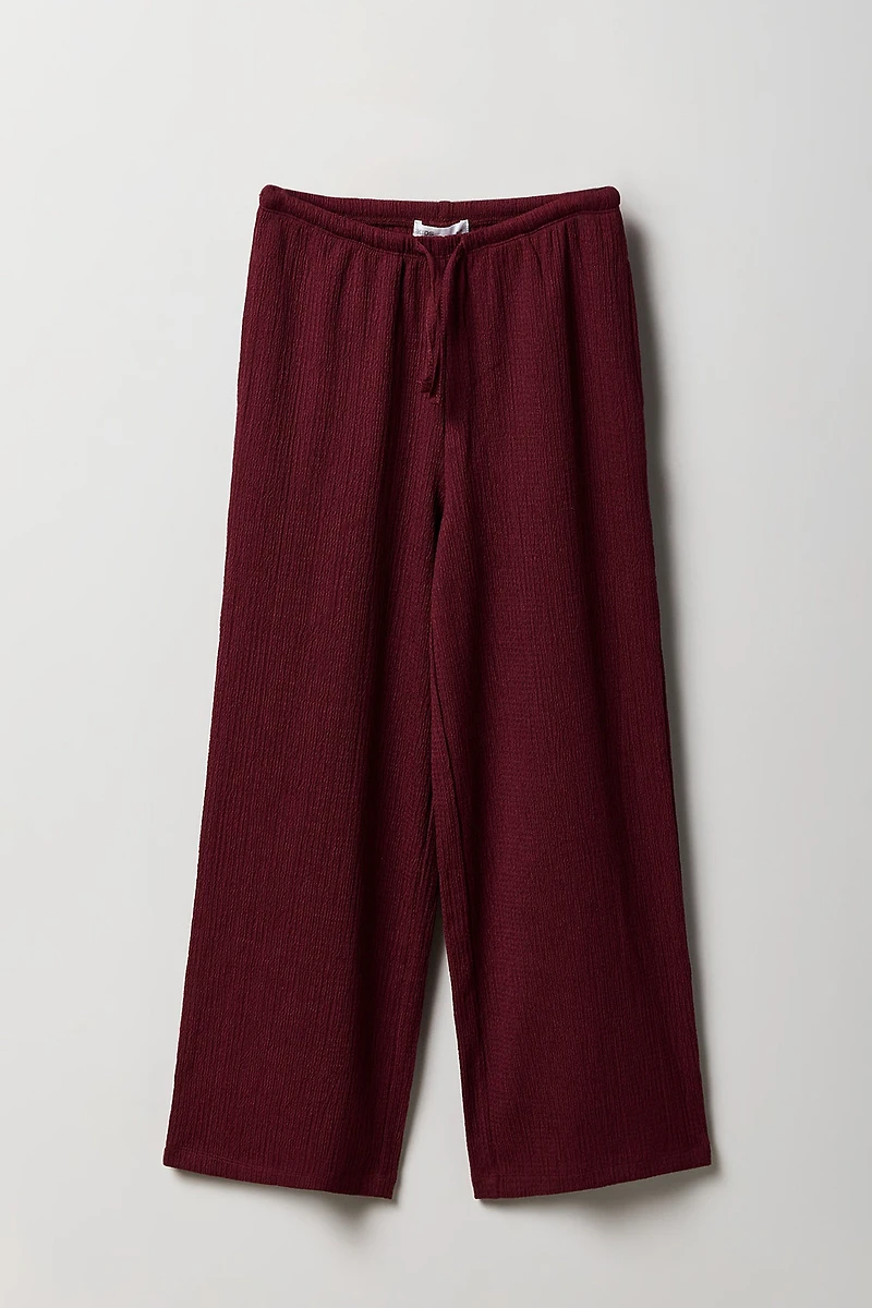 Pantalon fluide texturé à jambe large pour fille