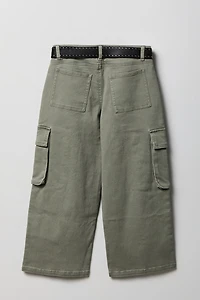 Jean baggy cargo avec ceinture pour fille