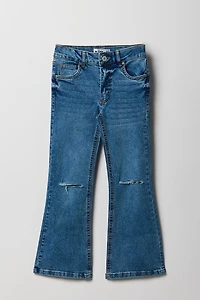 Jean évasé mi-taille à genoux d'aspect usés pour filles
