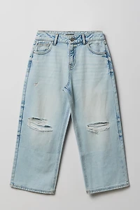 Girls Ripped Mid Rise Super Baggy Light Jean