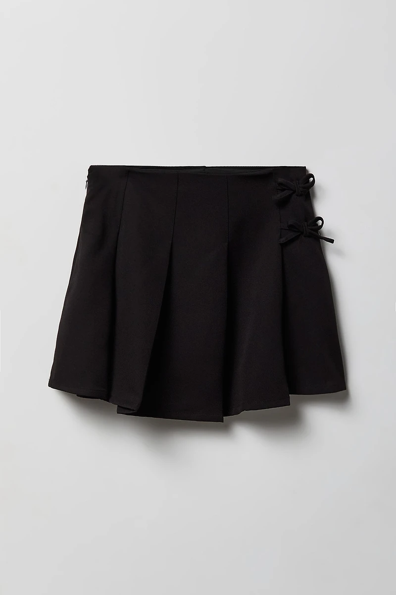 Girls Bow Pleated Skirt