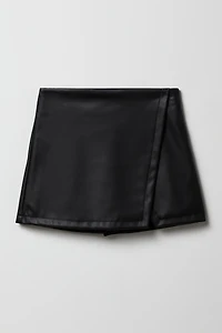 Jupe-short croisé en similicuir pour filles