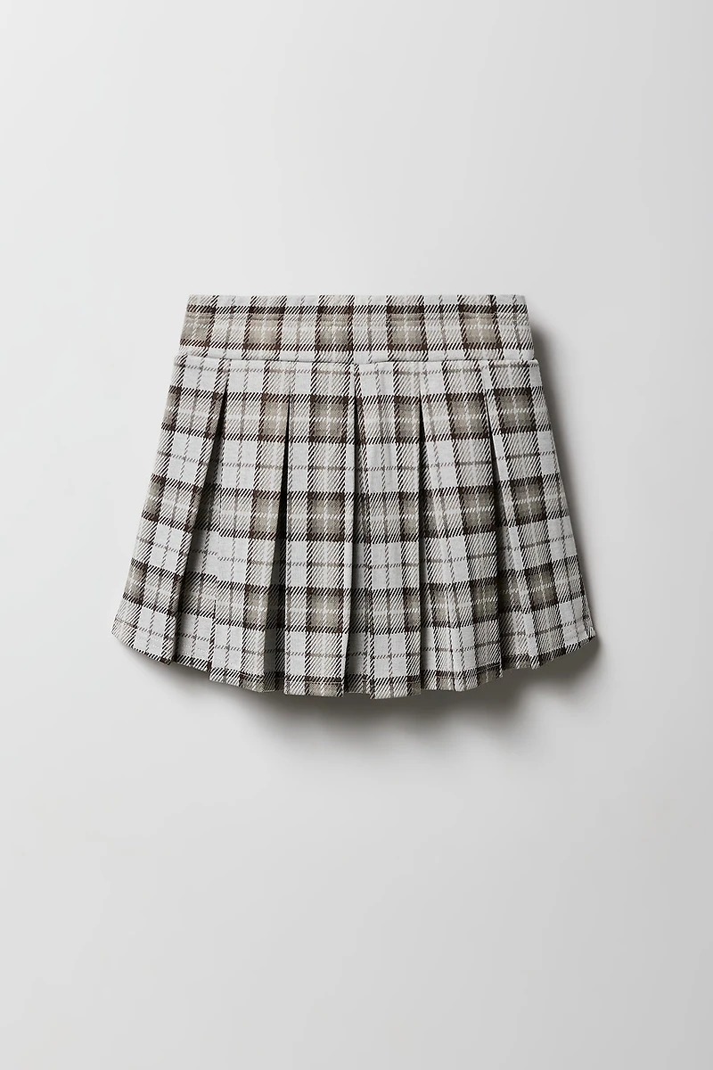 Skort en tricot à plis et carreaux pour filles