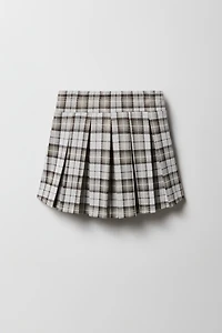 Skort en tricot à plis et carreaux pour filles