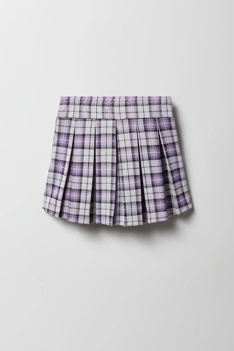 Skort en tricot à plis et carreaux pour filles