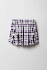 Skort en tricot à plis et carreaux pour filles