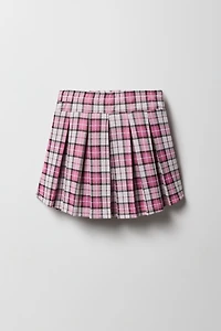 Skort en tricot à plis et carreaux pour filles