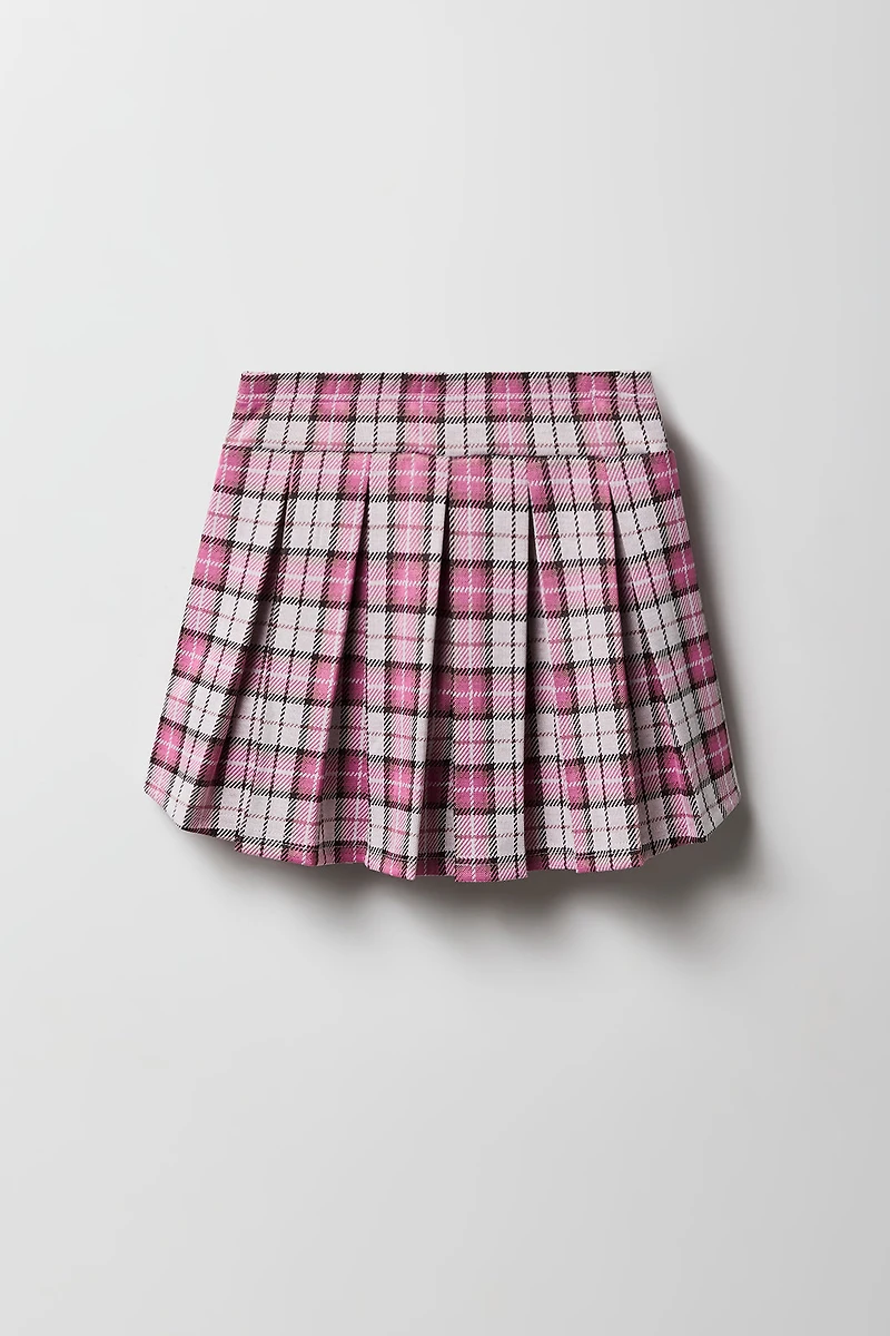 Skort en tricot à plis et carreaux pour filles