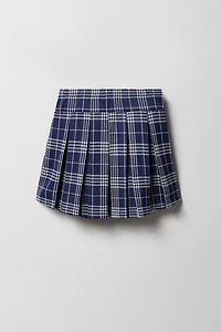 Girls Plaid Knit Pleated Skort