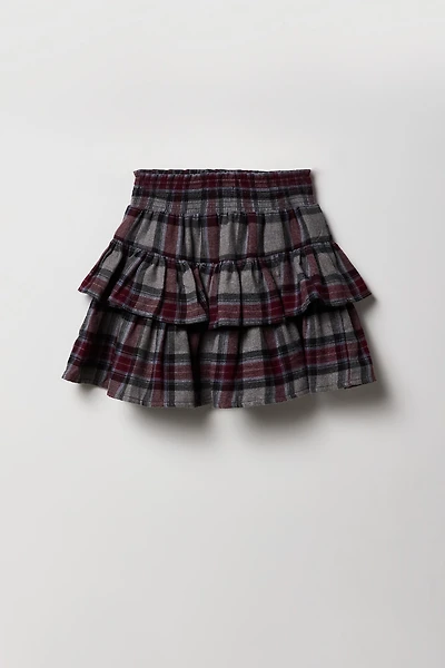 Jupe-short volantée à carreaux pour fille