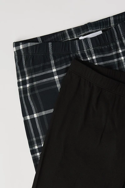 Legging uni et imprimé doux pour filles (paquet de 2)