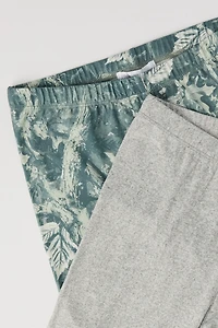 Girls Printed & Solid Soft Leggings (2 Pack)