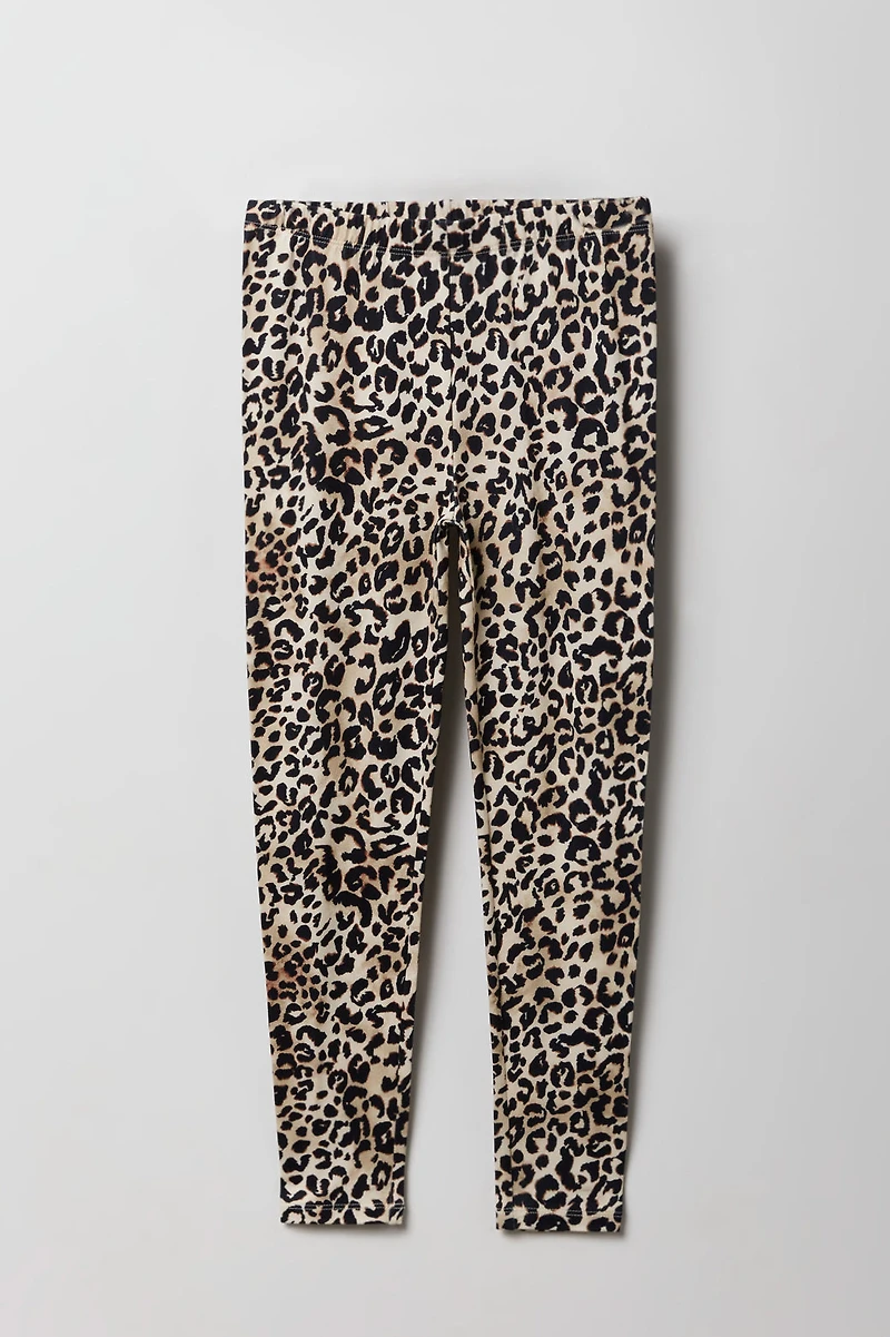 Legging uni et imprimé doux pour filles (paquet de 2)