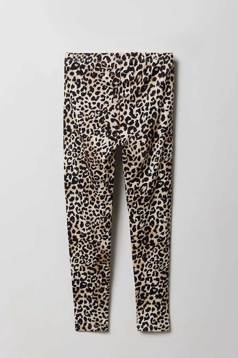 Legging uni et imprimé doux pour filles (paquet de 2)