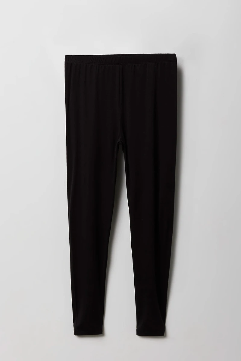 Legging uni et imprimé doux pour filles (paquet de 2)
