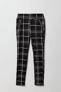 Girls Plaid Zipper Pocket Legging