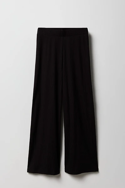 Girls Soft Ribbed Wide Leg Pant