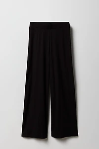 Girls Soft Ribbed Wide Leg Pant