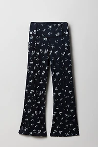 Girls Floral Side Pocket Flare Legging