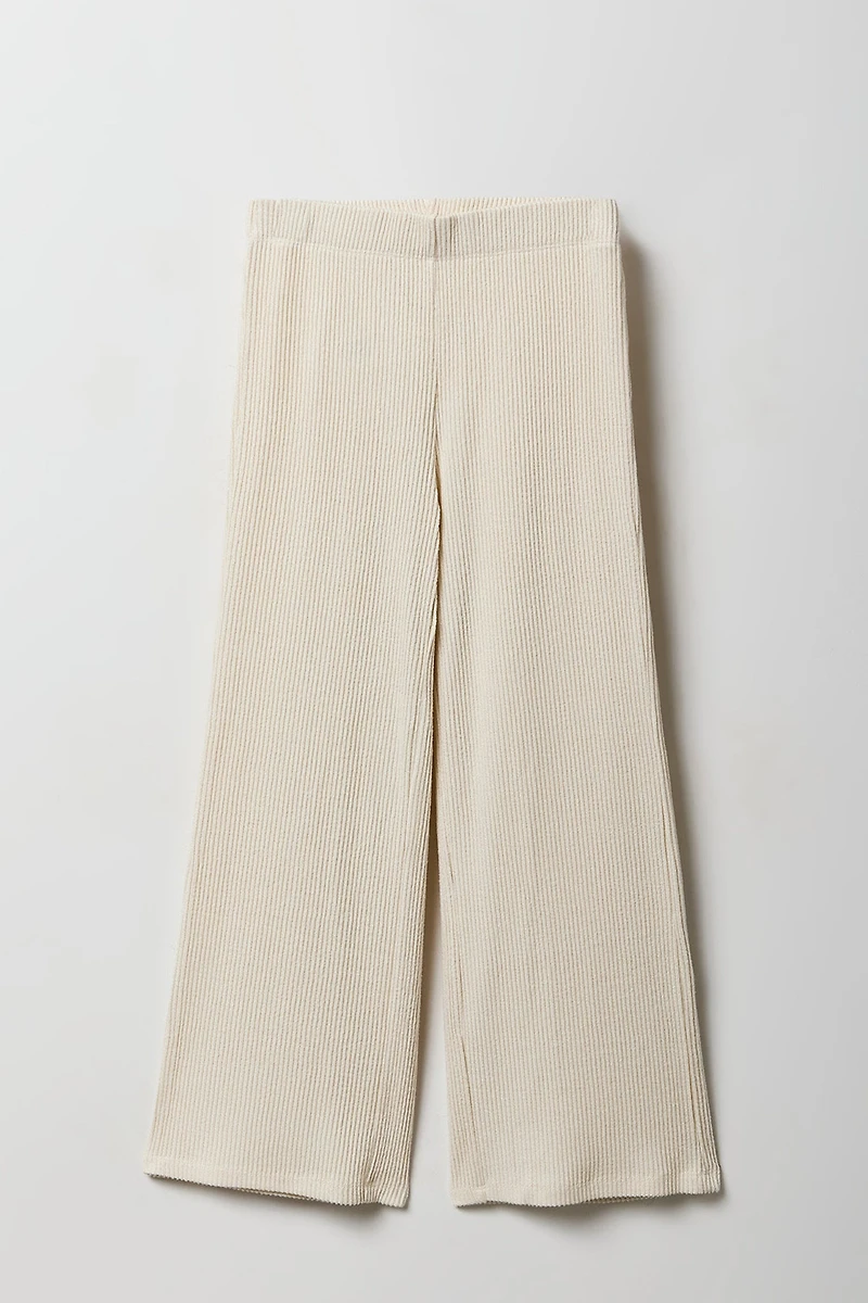 Pantalon en tricot côtelé à jambe large pour filles
