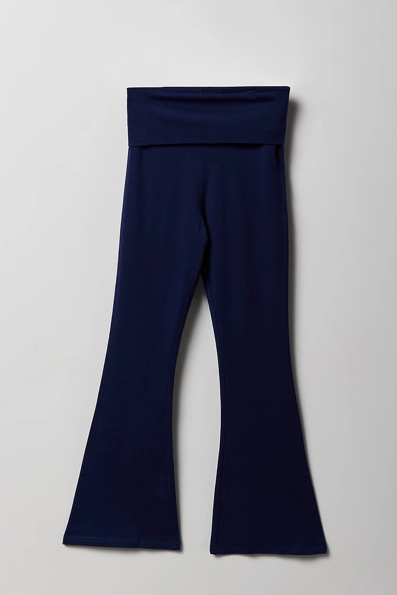 Legging évasé à taille repliée et jambe évasée pour filles
