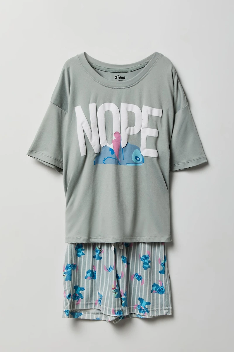 Girls Stitch Graphic T-Shirt & Short Pajama Set