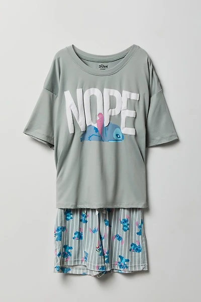 Girls Stitch Graphic T-Shirt & Short Pajama Set