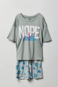 Girls Stitch Graphic T-Shirt & Short Pajama Set