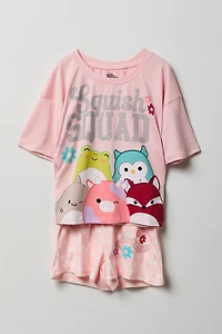Girls Squish Squad Graphic T-Shirt & Short Pajama Set