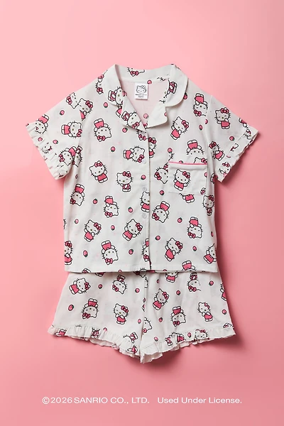 Ensemble pyjama avec haut boutonné à imprimé Hello Kitty® et short pour fille