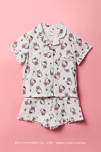 Ensemble pyjama avec haut boutonné à imprimé Hello Kitty® et short pour fille