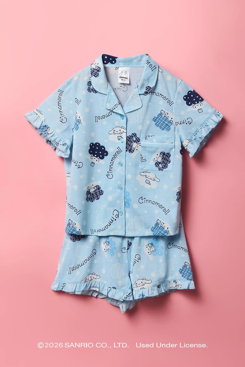 Cinnamoroll™ Girls Button-Up Top & Short Pajama Set